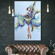 Pintura de bailarina Original, pintura de empaste de bailarina, obra de arte de pared al óleo abstracta, pintura de bailarina de gran tamaño | DEBUTANTE