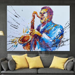 Pinturas originales de saxofonistas sobre lienzo Obras de arte modernas de saxofonistas | JAZZ MUSIC