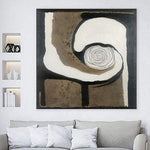 Pintura negra, decoración de arte de pared de gran tamaño, pintura abstracta de bronce marrón, blanco y negro | DEEP GAZE