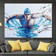 Pintura abstracta de nadador Arte abstracto original de nadador Obra de arte abstracta de nadador | INTENSE TRAINING